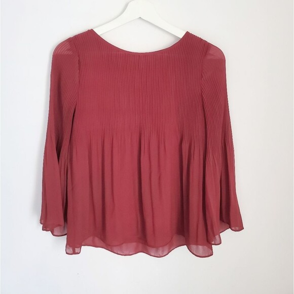 Max Studio Burgundy Bell Sleeve Blouse XS - Picture 1 of 4